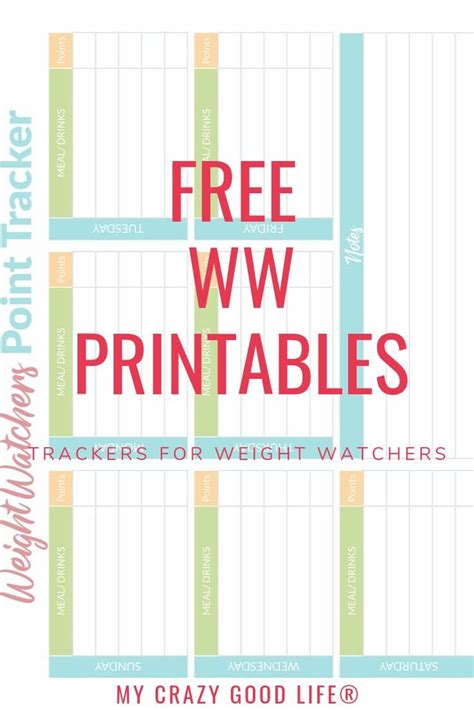 Free Weight Watchers Printables For Measurements And Points My Crazy