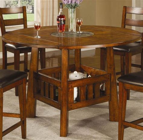 coaster lavista round square counter height table with lazy susan 102158 at