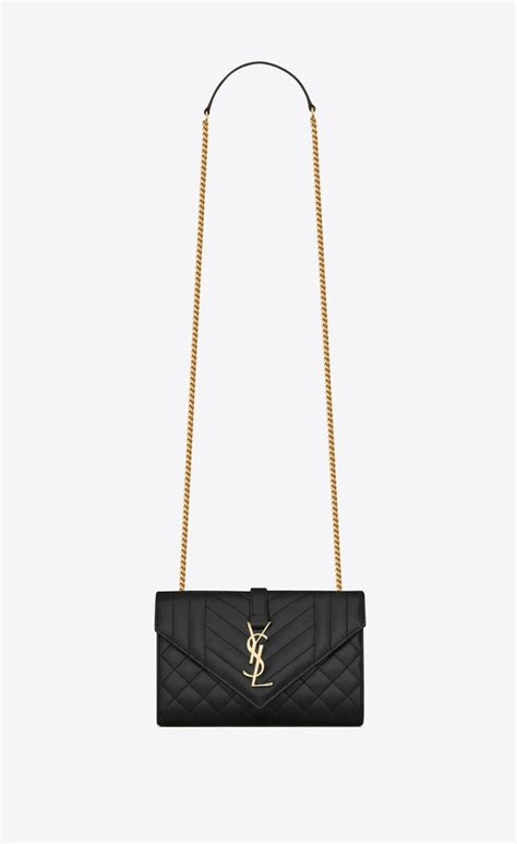 Ysl Saint Laurent Envelope Small Shoulder Bag Black Grained Loulou