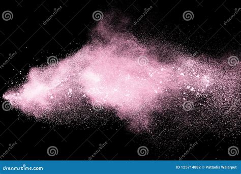 Pink Dust Particles Splash On Black Background Pink Powder Explosion