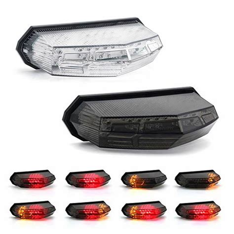 Motorcycle Universal 3 In 1 Led Taillight W Turn Signal Brake Light
