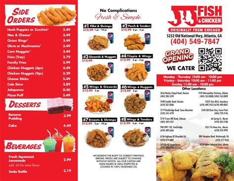 JJ Fish & Chicken menu in Macon, Georgia, USA