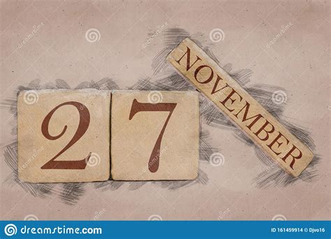 November 27th Day 27 Of Month Calendar In Handmade Sketch Style
