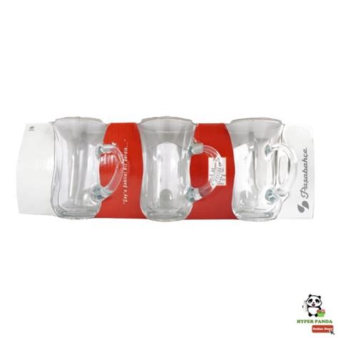 Pasabahce Turkish Tea Cup Set Handled Glass Pieces Hyper Panda