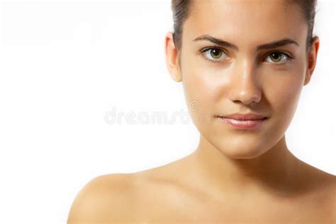 Beauty Feminine Portrait Of Female Face With Healthy Natural Skin Beautiful Tanned Teen Girl