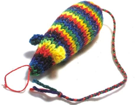 Knit Catnip Mouse Cat Toy With Bright Rainbow Stripes Etsy