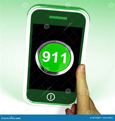 Nine One On Phone Shows Call Emergency Help Rescue 911 Stock