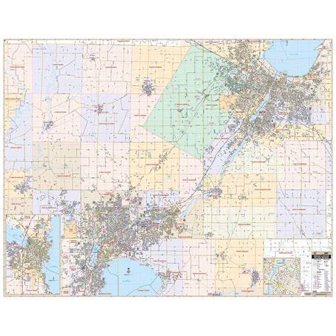 Fox Cities Wi Wall Map Shop City And County Maps