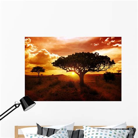 Africa Sunset Wall Mural By Wallmonkeys Peel And Stick Graphic 48 In W