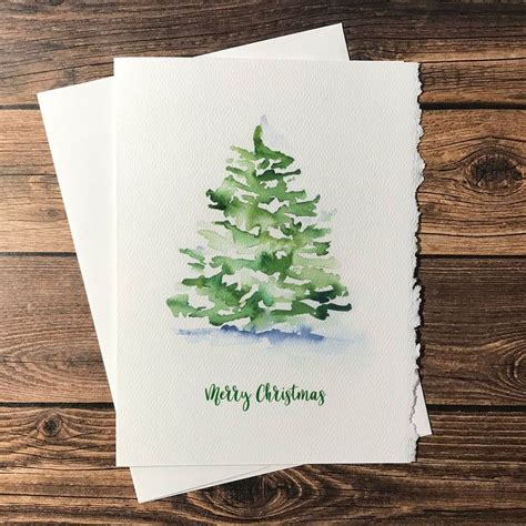Watercolor Christmas Tree Set Of 10 Christmas Cards 2023
