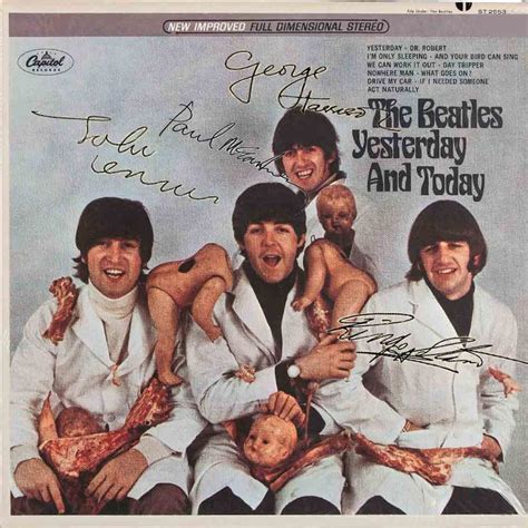 Beatles Rare Signed Butcher Cover Artwork Cover Only Lp Album Lennon