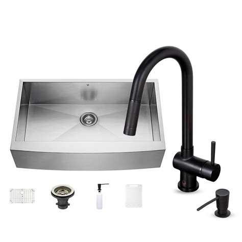 This kitchen sink kit lets you multitask without the mess. Vigo All-in-One Farmhouse Undermount Stainless Steel 36 in ...