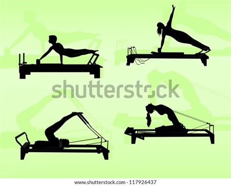 Pilates Exercise On Reformer Stock Vector Royalty Free 117926437