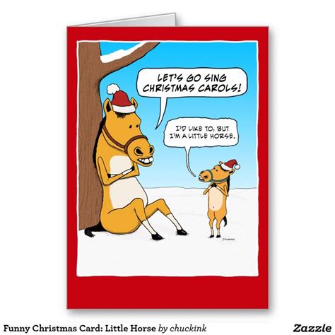 Funny Little Horse Christmas Holiday Card Funny