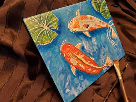 Pintura de peces sobre lienzo pintura de peces natación de Etsy México