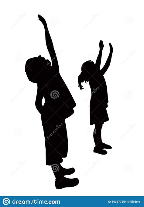 A Boy And A Girl Looking Up Silhouette Vector Stock Vector
