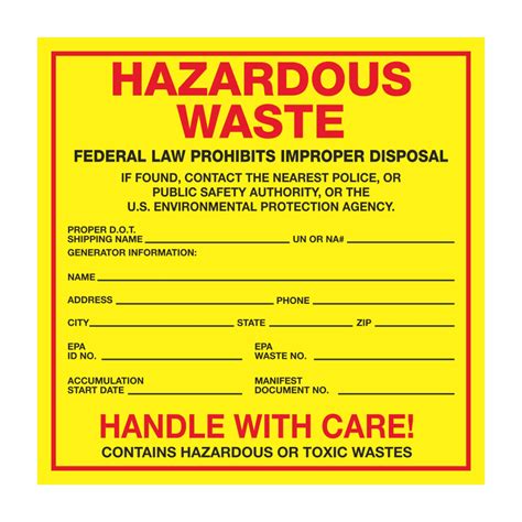 Printable Hazardous Waste Label Template Philippines