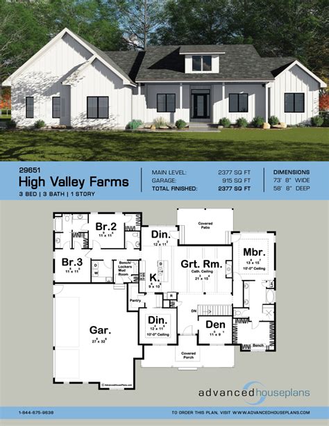 1 Story Modern Farmhouse Plan High Valley Farms Farmhouse Open Floor
