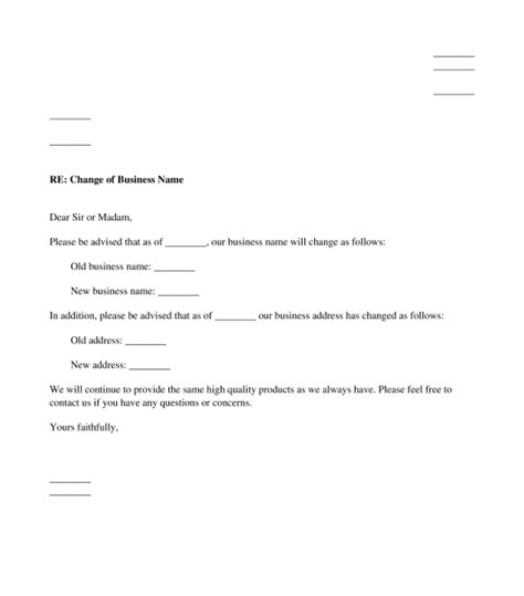 Letter to suppliers change of address : Business Name Change Letter - Sample Template