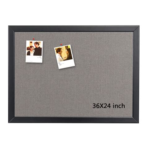 Buy Bulletin Board 36 X 24 Inch 100 Wood Framed Canvas Cork Board With Grey Fabric Wall Ed