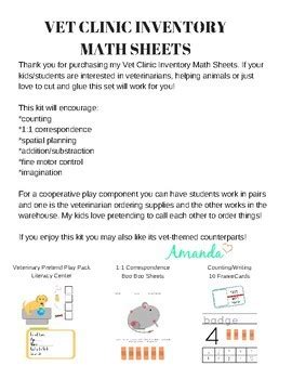 Veterinary Clinic Inventory Math Worksheets By The Interested Homeschool