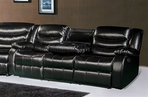 Gramercy 644 Motion Sectional Sofa In Black Bonded Leather