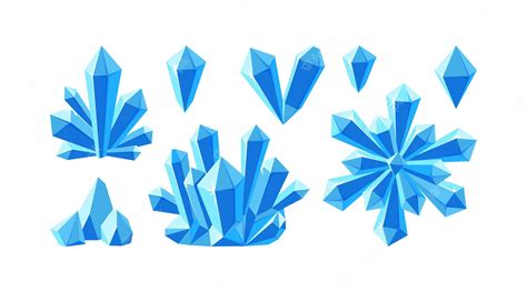 Premium Vector Crystals And Blue Gemstones Stalagmite Snowflake And