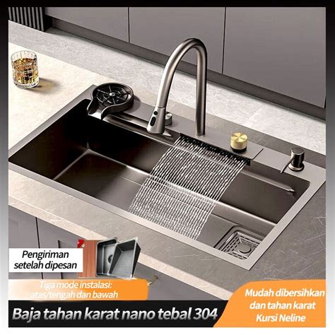 Jual Stainless Steel Kitchen Sink Modern Kitchen Sink Luxury Black 1 Bowl 304 Bak Cuci Piring