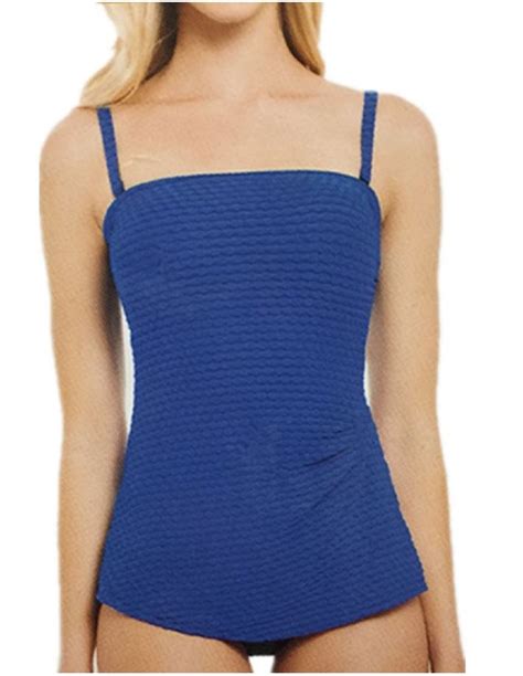 Essentials By Gottex Womens One Piece Textured Swimsuit With Built In