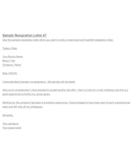 Heartfelt Resignation Letters 9 Free Sample Example Format Download