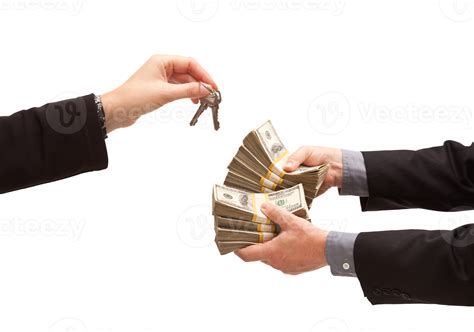 Transparent Png Of Man Handing Over Stack Of Money For Set Of Keys From