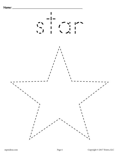 The worksheets cover topics in mathematics, science, and english, such as tracing shapes and lines, connecting the dots, finding the missing letters, and some fun activities like the alphabet maze. Star Tracing Worksheet - Printable Tracing Shapes ...