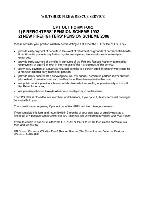 Opt Out Form Wiltshire Pension Fund