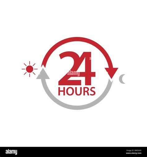 The 24 Hours Icon Twenty Four Hours Open Symbol Design Image Vector