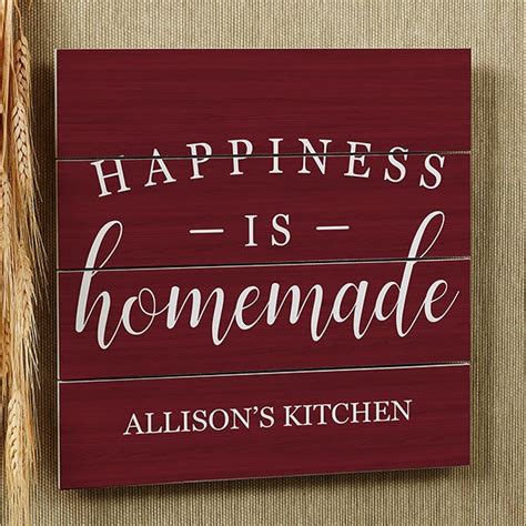 Happiness Is Homemade 12x12 Personalized Wood Plank Sign