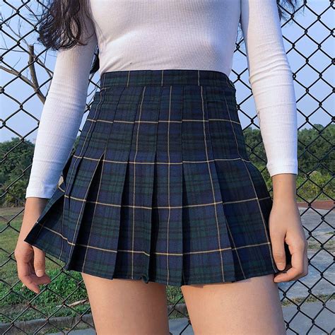 sweet grid tall waist skirt se11089 sanrense pleated tennis skirt plaid pleated skirt