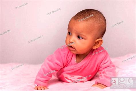 Adorable Little African American Baby Girl Black People Stock Photo
