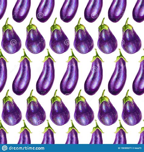 Purple Eggplant Illustration Hand Drawn Healthy Food Stock