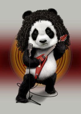 Best high quality hd wallpapers collection download for pc, laptop, apple, android phone and tablet. panda bear rocker music guitar guitarist decor studio | Panda art, Panda bear art, Metal posters art