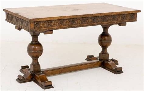 Jacobean Style Carved Oak Two Drawer Side Table 5 Vintage Side Table