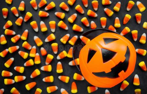 Halloween Background Candy Corn Candies Pumpkin Basket Traditional