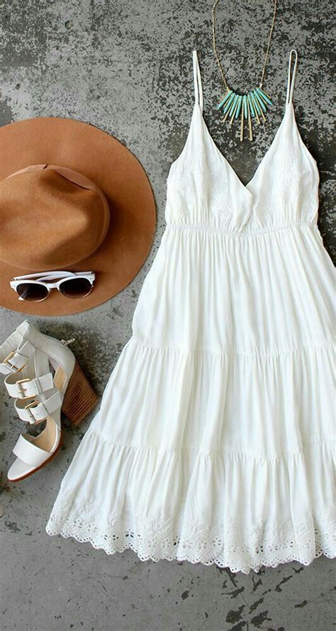 White Holiday Dress For Summer Fashion Boho Fashion White Flowy Dress