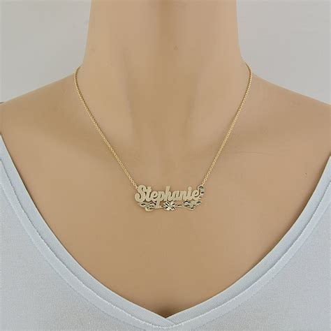 10k Or 14k Yellow Or White Solid Gold Personalized Name Necklace Laser