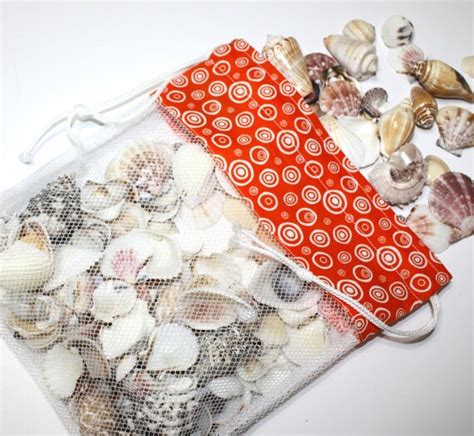 Sea Shell Bags Drawstring Seashell Bags White Circles On