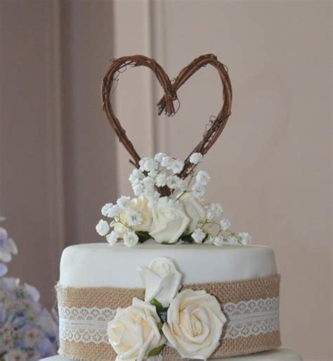 Engagement Party Fall Wedding Decor Rustic Heart Cake Topper 2457605