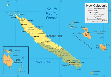 New Caledonia Map And Satellite Image
