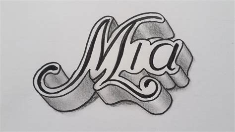 3d Drawing Name Mia In Calligraphy How To Draw Easy Art For Beginners