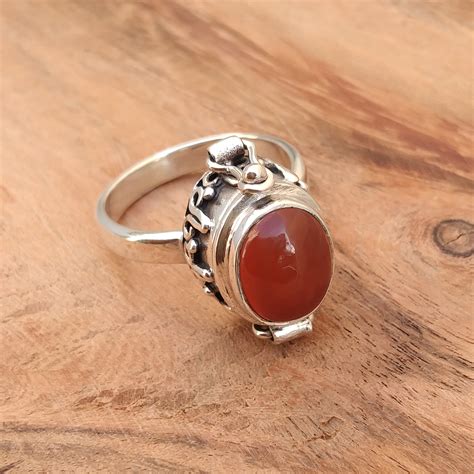 Red Onyx Poison Ring 925 Sterling Silver Red Onyx Gemstone Etsy
