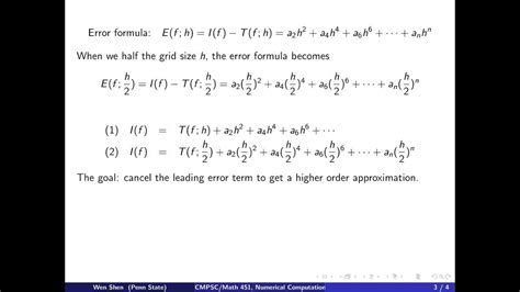 Ch4 8 Richardson Extrapolation Wen Shen Youtube