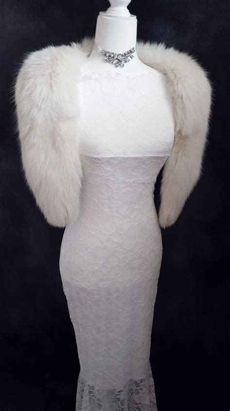 White Fox Fur Stole Real Arctic Fox Collar Vintage Fur Fling